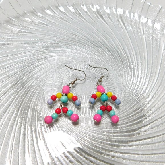 Anthropomorphic Beaded Figure Dangle Earrings - Picture 6 of 6